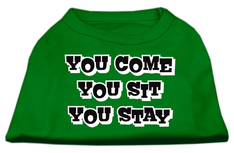 You Come, You Sit, You Stay Screen Print Shirts Emerald Green Med